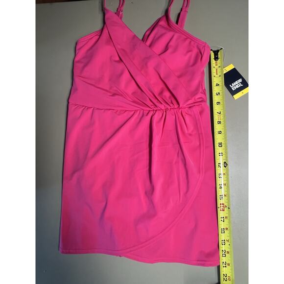 Women's Chlorine Resistant Tulip Wrap Swim Dress M One Piece Swimsuit Prism Pink - Picture 8 of 8